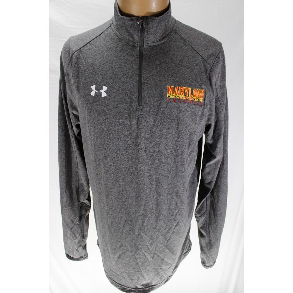 Under Armour Maryland Lacrosse Pullover Mens Small Gray 1/4 Zip Long Sleeve